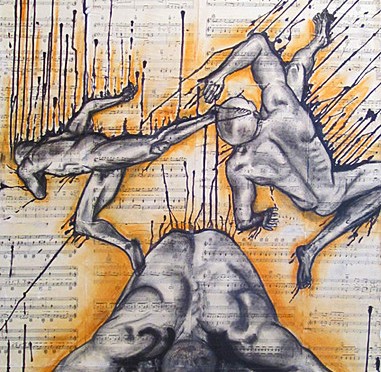 "Personification of Bass" ink and charcoal